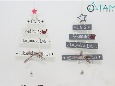 Cây thông Noel mini bằng gỗ treo cửa Giáng sinh số 30